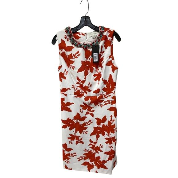 Sachin + Babi Anna Coral Narcissus Floral Print Sheath Dress Size 8 - Picture 6 of 10